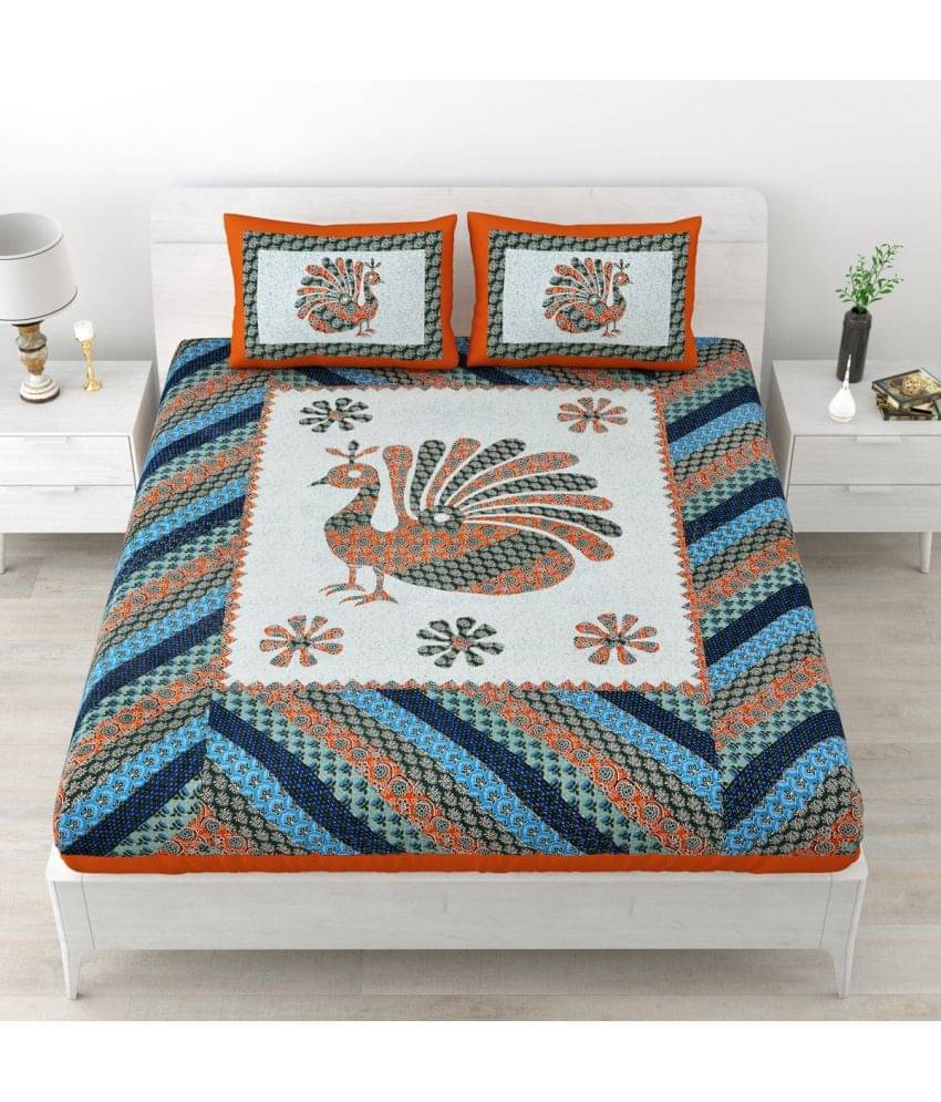     			Poorak Cotton 1 Double Bedsheet with 2 Pillow Covers ( Multicolor )