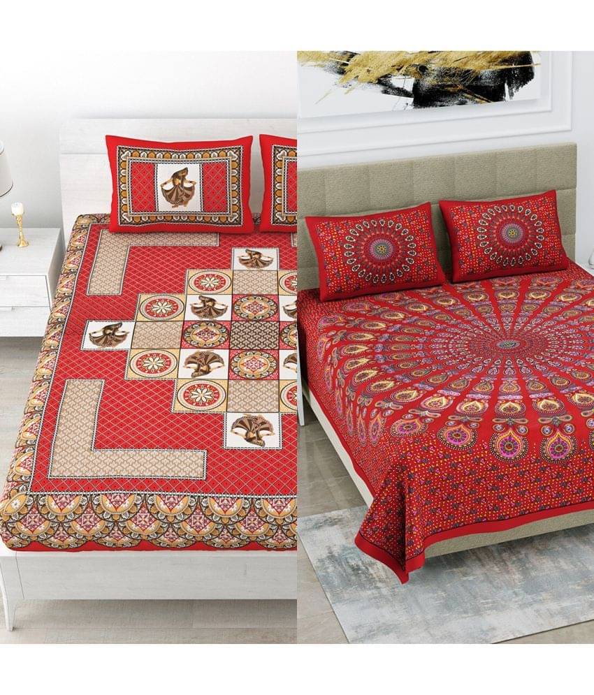 Poorak Cotton 1 Double Bedsheet with 2 Pillow Covers ( Multicolor ) Poorak Cotton 1 Double Bedsheet with 2 Pillow Covers ( Multicolor )