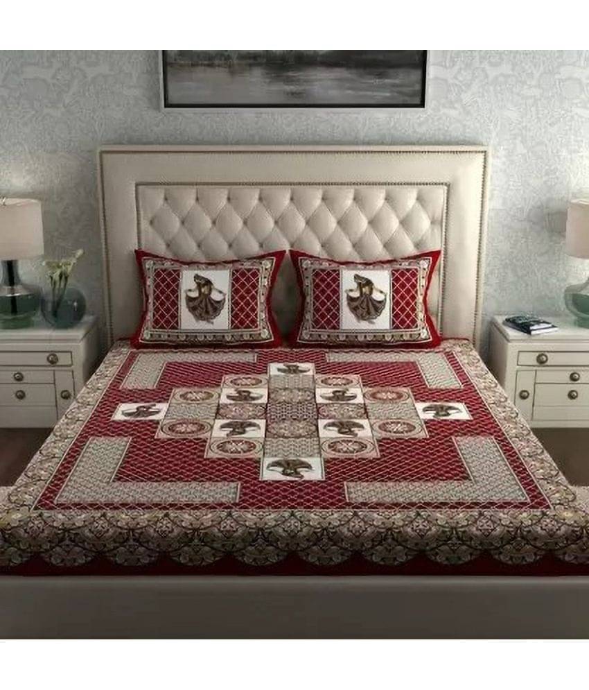 Poorak Cotton 1 Double Bedsheet with 2 Pillow Covers ( Red ) Poorak Cotton 1 Double Bedsheet with 2 Pillow Covers ( Red )