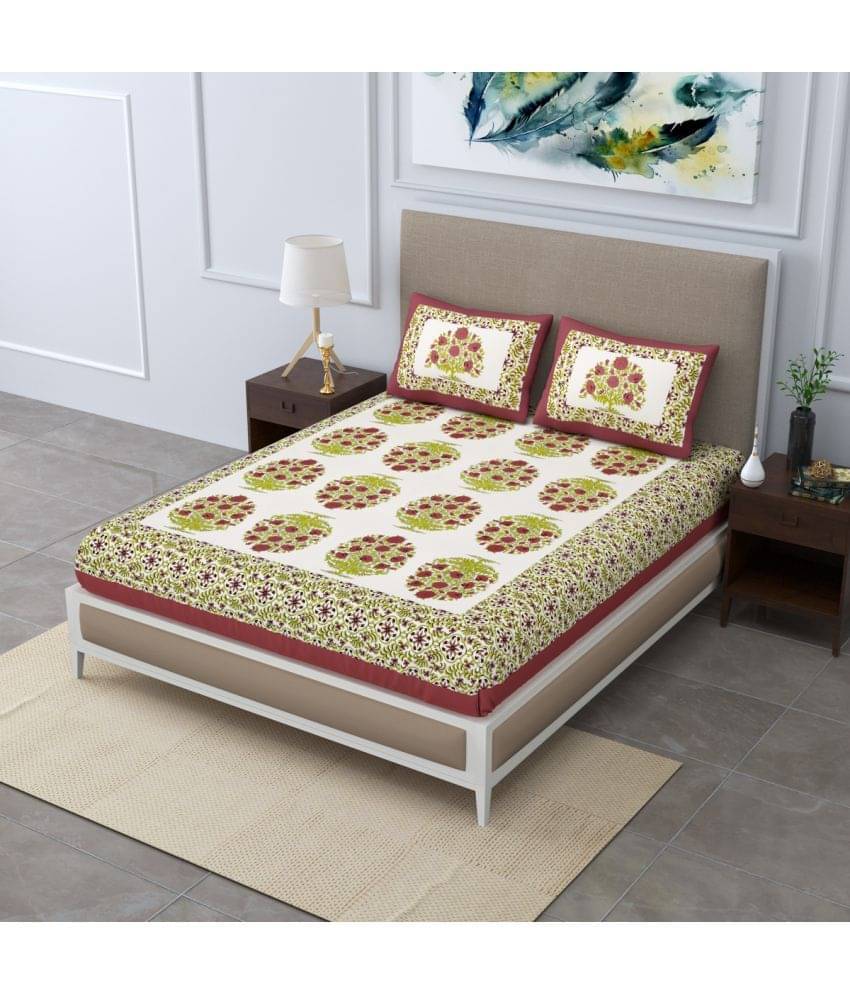     			Poorak Cotton 1 Double Bedsheet with 2 Pillow Covers ( Maroon )