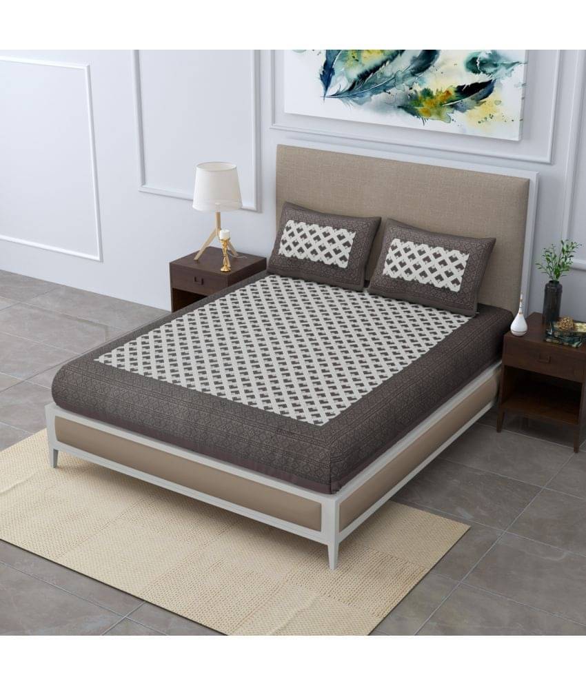     			Poorak Cotton 1 Double Bedsheet with 2 Pillow Covers ( Grey )