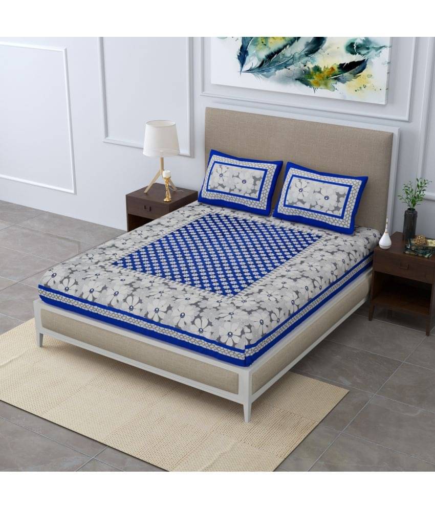 Poorak Cotton 1 Double Bedsheet with 2 Pillow Covers ( Blue ) Poorak Cotton 1 Double Bedsheet with 2 Pillow Covers ( Blue )