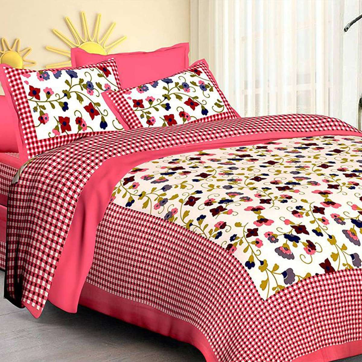 Poorak Cotton 1 Double Bedsheet with 2 Pillow Covers ( Red ) Poorak Cotton 1 Double Bedsheet with 2 Pillow Covers ( Red )