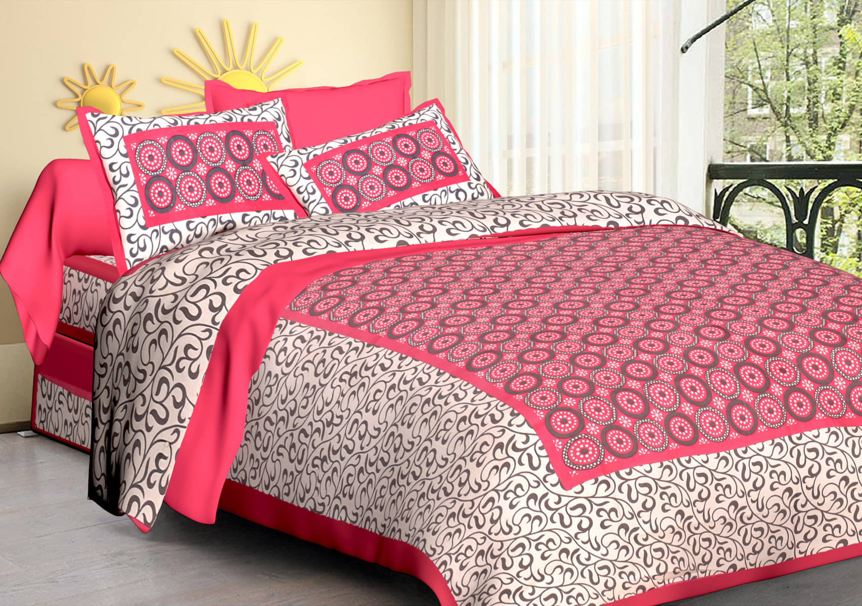 Poorak Cotton 1 Double Bedsheet with 2 Pillow Covers ( Pink ) Poorak Cotton 1 Double Bedsheet with 2 Pillow Covers ( Pink )