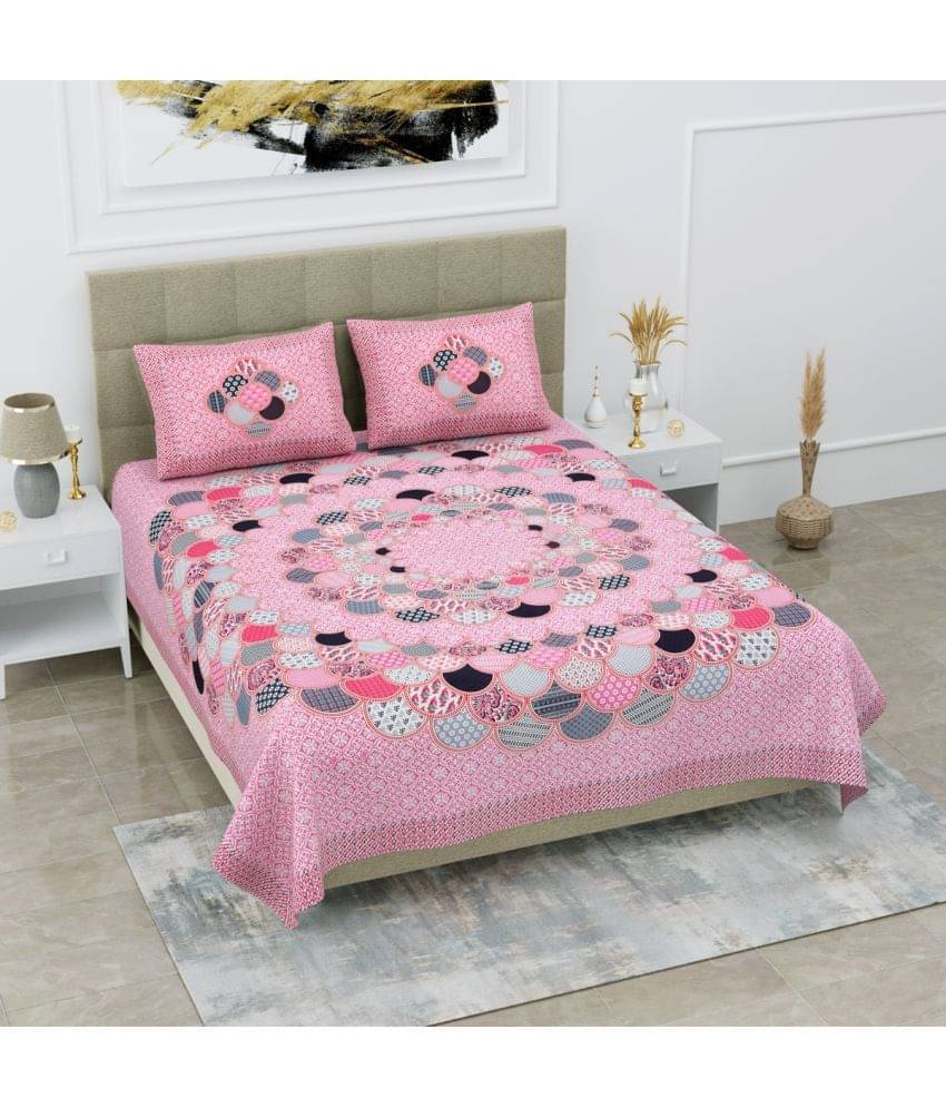     			Poorak Cotton 1 Double Bedsheet with 2 Pillow Covers ( Pink )