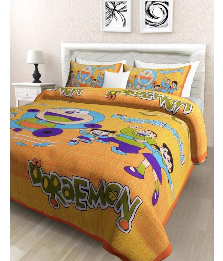 Poorak Cotton 1 Double Bedsheet with 2 Pillow Covers ( Yellow ) Poorak Cotton 1 Double Bedsheet with 2 Pillow Covers ( Yellow )