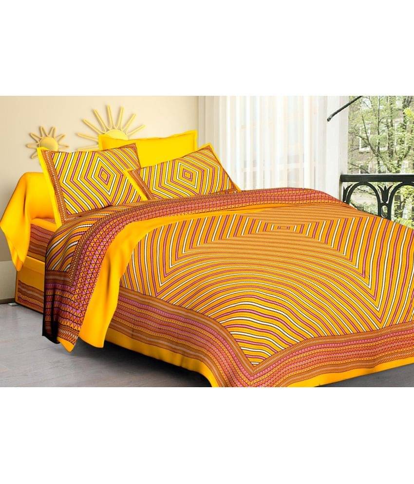 Poorak Cotton 1 Double Bedsheet with 2 Pillow Covers ( Yellow ) Poorak Cotton 1 Double Bedsheet with 2 Pillow Covers ( Yellow )