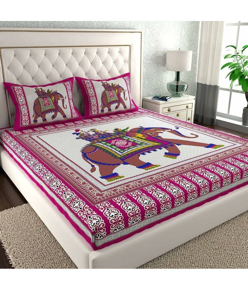 Poorak Cotton 1 Double Bedsheet with 2 Pillow Covers ( Pink ) Poorak Cotton 1 Double Bedsheet with 2 Pillow Covers ( Pink )