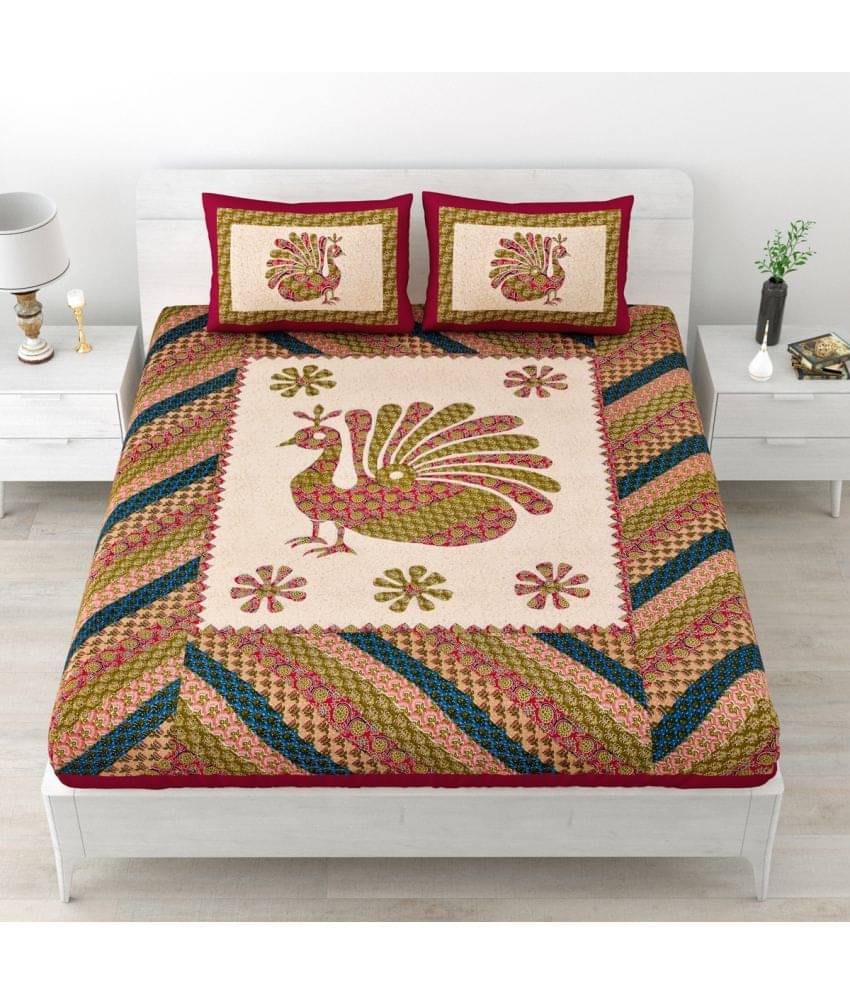     			Poorak Cotton 1 Double Bedsheet with 2 Pillow Covers ( Red )