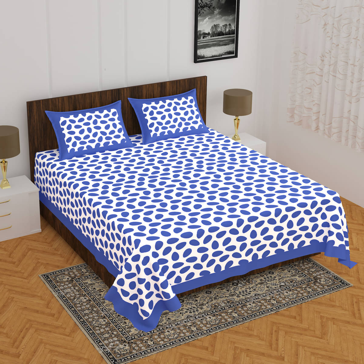 Poorak Cotton 1 Double Bedsheet with 2 Pillow Covers ( Blue ) Poorak Cotton 1 Double Bedsheet with 2 Pillow Covers ( Blue )