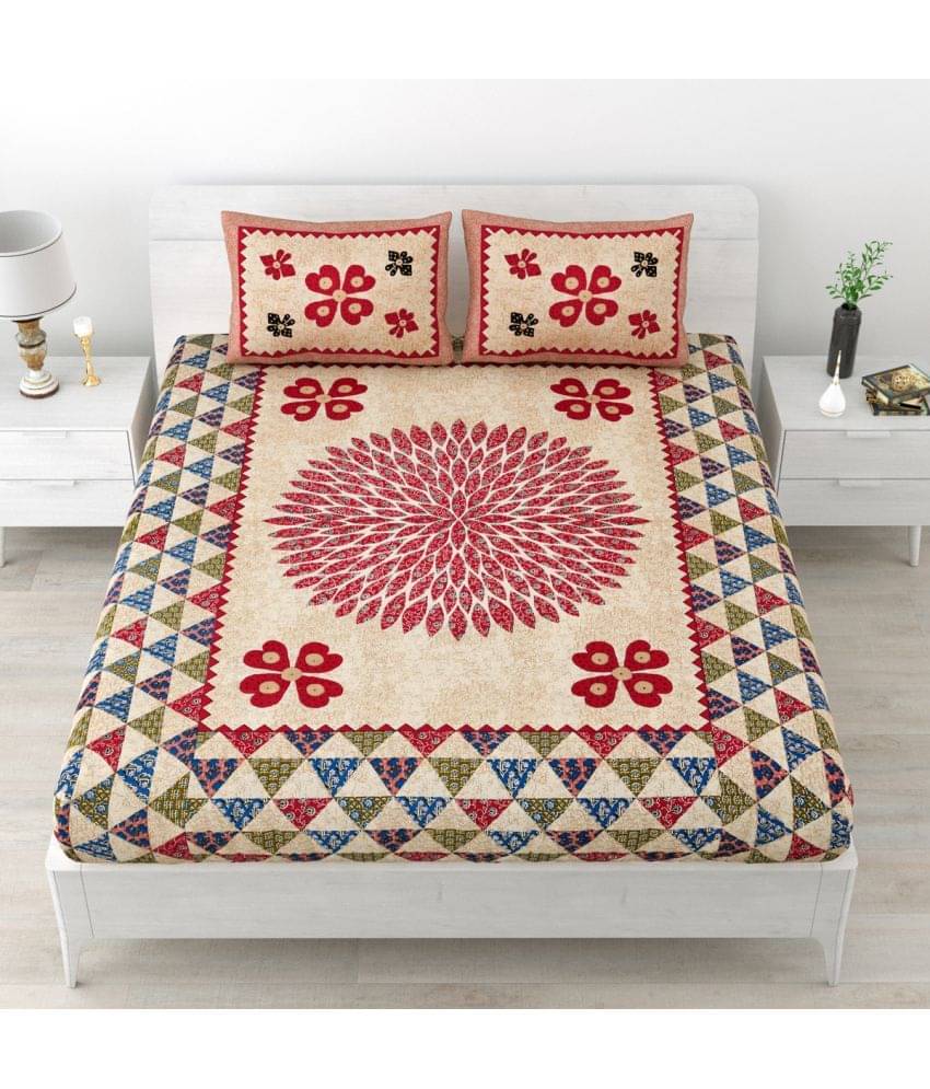     			Poorak Cotton 1 Double Bedsheet with 2 Pillow Covers ( Red )