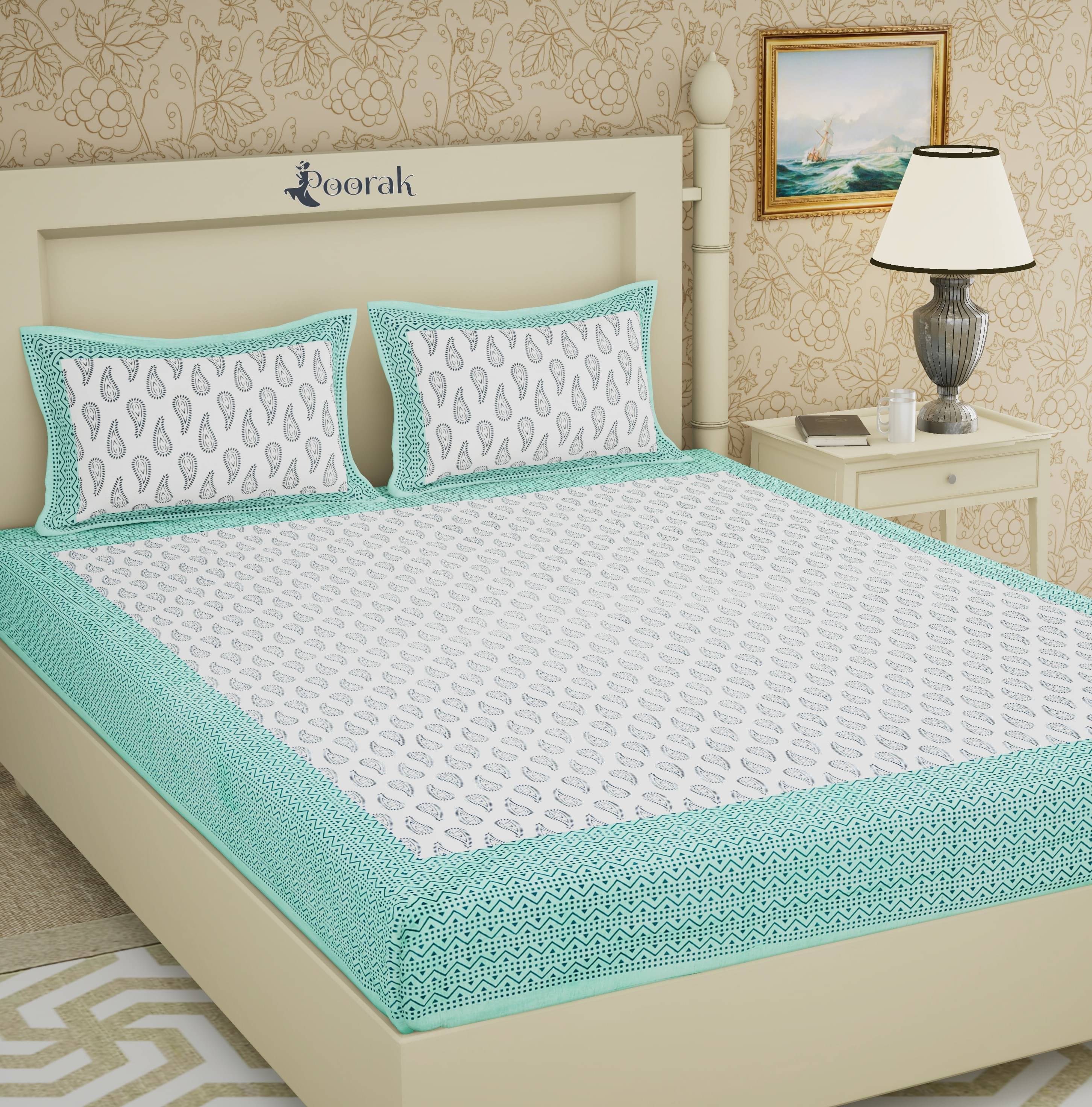 Poorak Cotton 1 Double Bedsheet with 2 Pillow Covers ( Green ) Poorak Cotton 1 Double Bedsheet with 2 Pillow Covers ( Green )
