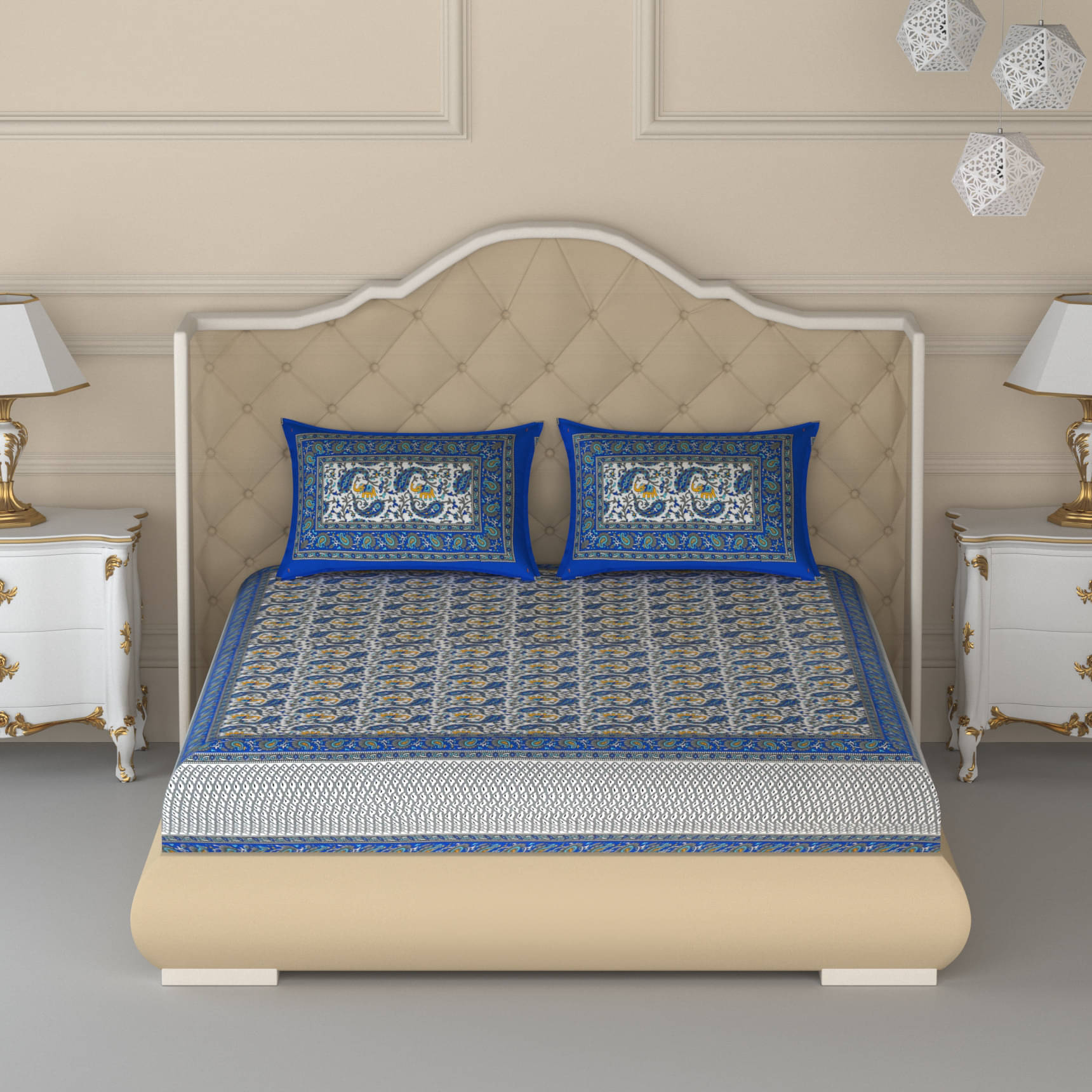 Poorak Cotton 1 Double Bedsheet with 2 Pillow Covers ( Blue ) Poorak Cotton 1 Double Bedsheet with 2 Pillow Covers ( Blue )