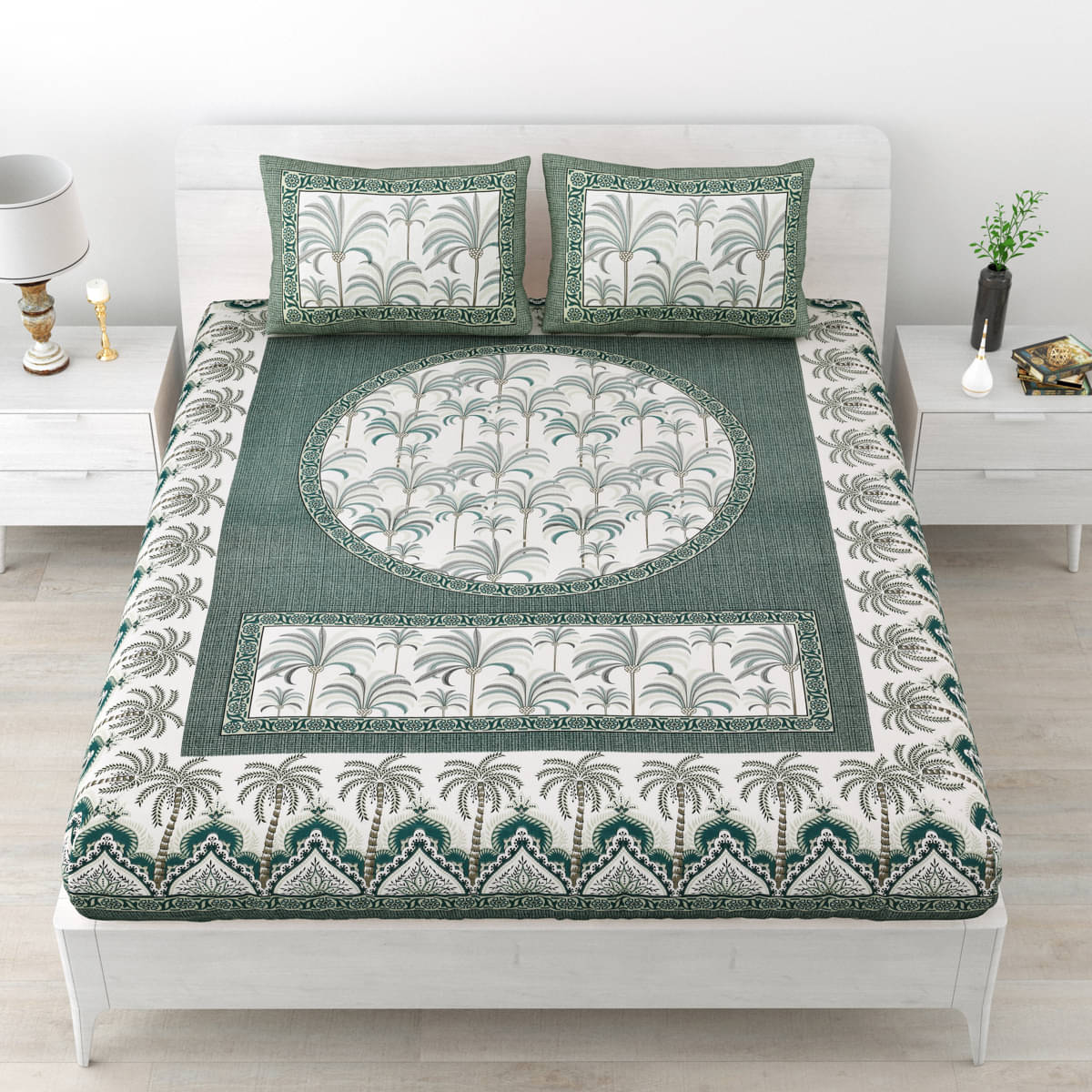 Poorak Cotton 1 Double Bedsheet with 2 Pillow Covers ( Green ) Poorak Cotton 1 Double Bedsheet with 2 Pillow Covers ( Green )