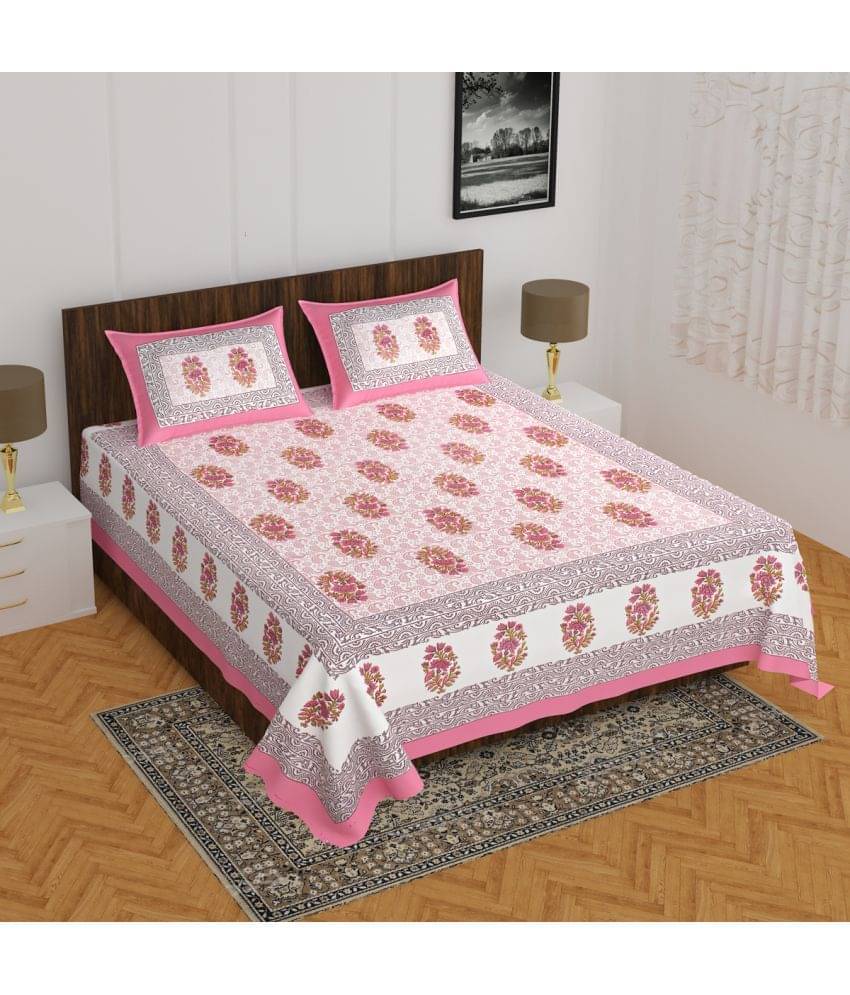     			Poorak Cotton 1 Double Bedsheet with 2 Pillow Covers ( Pink )