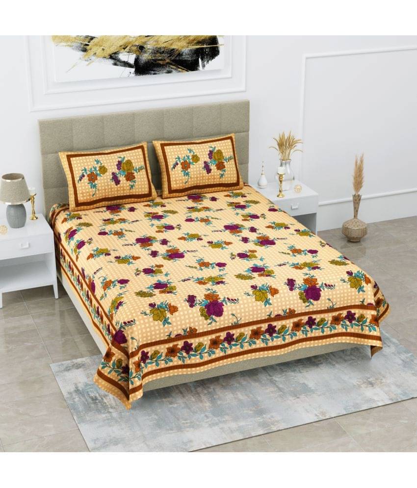     			Poorak Cotton 1 Double Bedsheet with 2 Pillow Covers ( Purple )