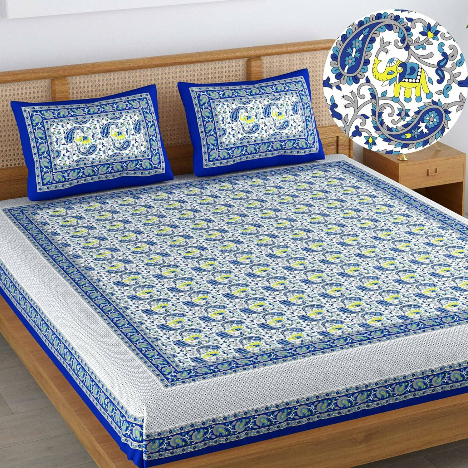 Poorak Cotton 1 Double Bedsheet with 2 Pillow Covers ( Blue ) Poorak Cotton 1 Double Bedsheet with 2 Pillow Covers ( Blue )