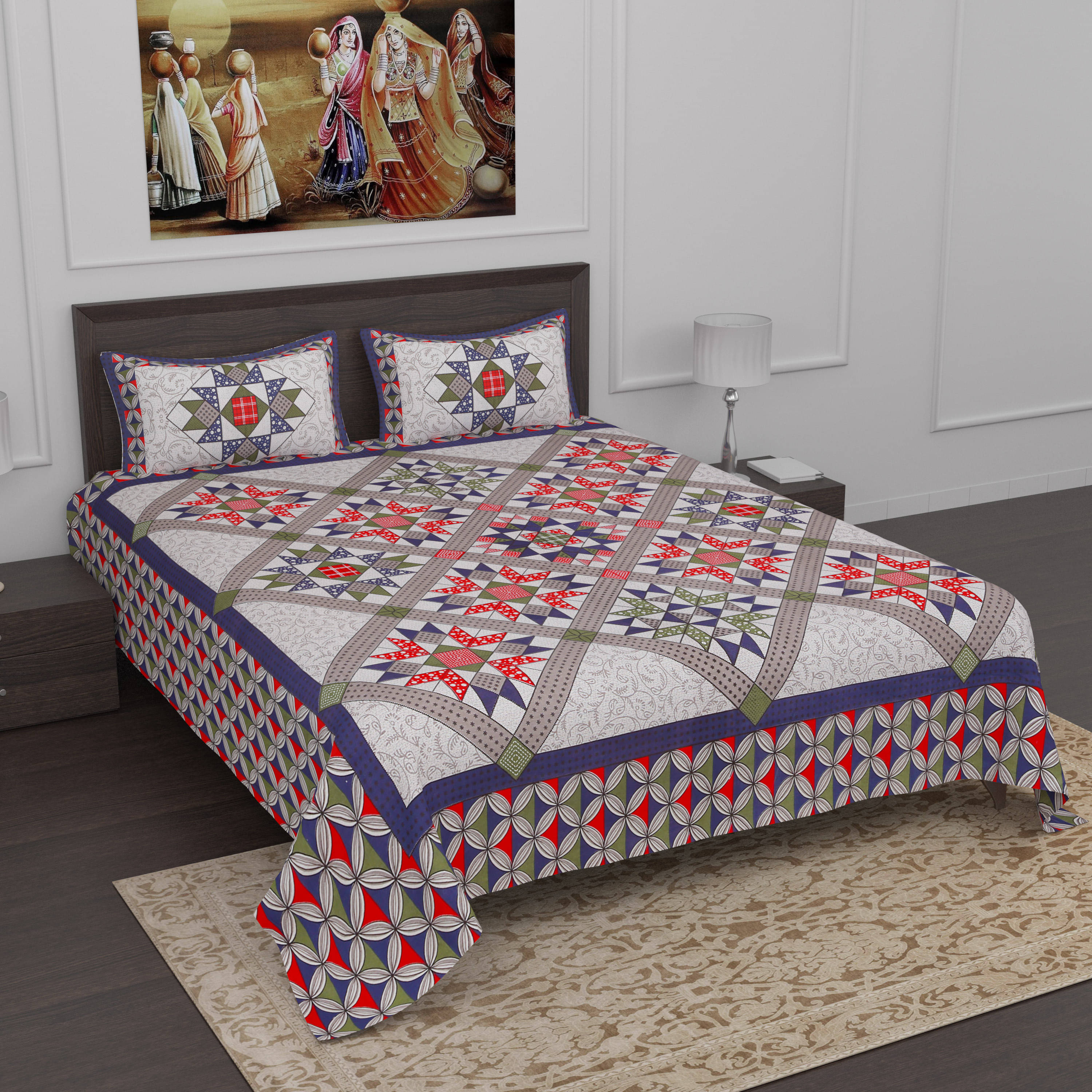 Poorak Cotton 1 Double Bedsheet with 2 Pillow Covers ( Blue ) Poorak Cotton 1 Double Bedsheet with 2 Pillow Covers ( Blue )