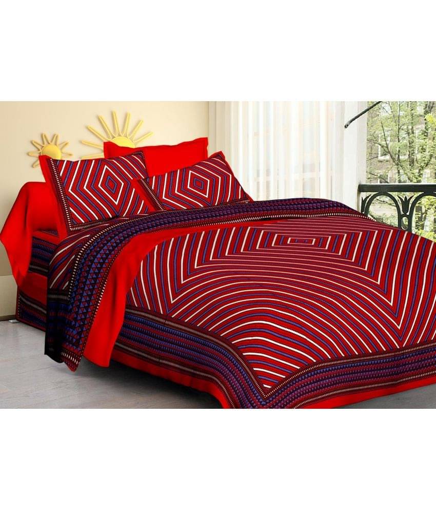     			Poorak Cotton 1 Double Bedsheet with 2 Pillow Covers ( Maroon )