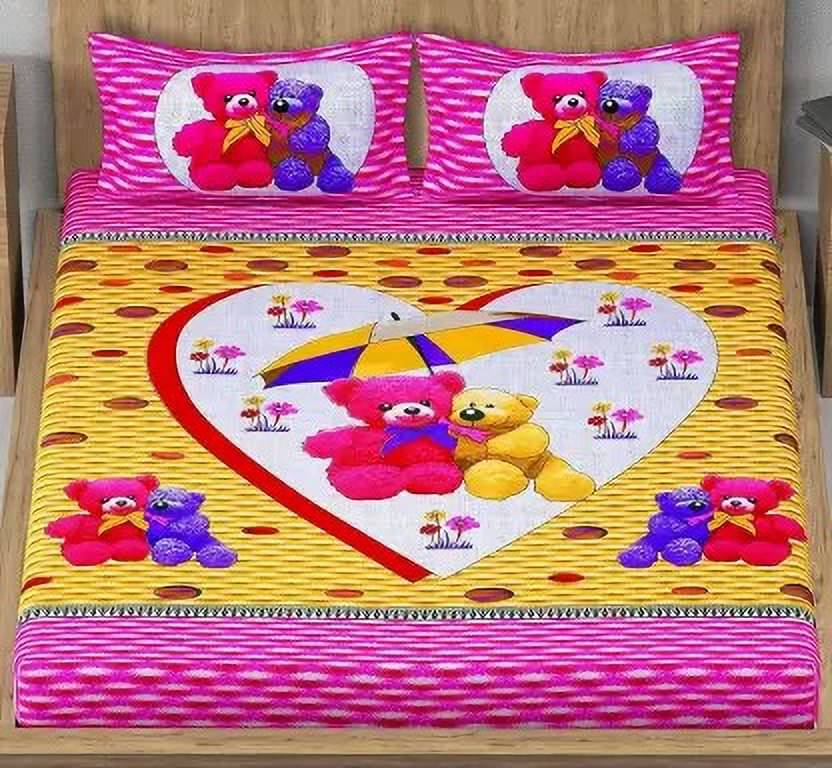     			Poorak Cotton 1 Double Bedsheet with 2 Pillow Covers ( Pink )