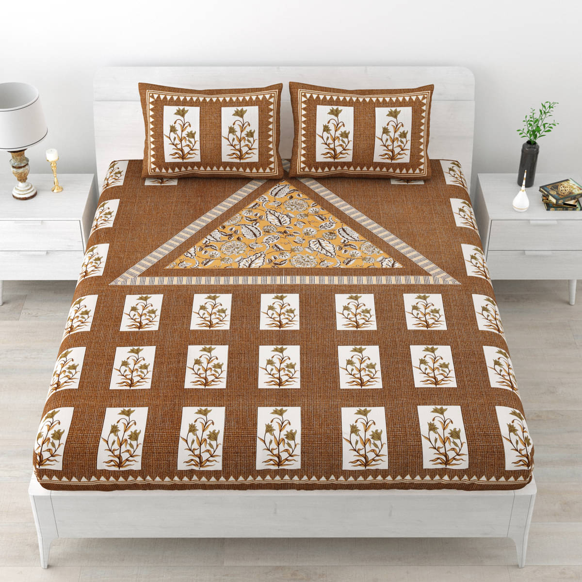 Poorak Cotton 1 Double Bedsheet with 2 Pillow Covers ( Brown ) Poorak Cotton 1 Double Bedsheet with 2 Pillow Covers ( Brown )