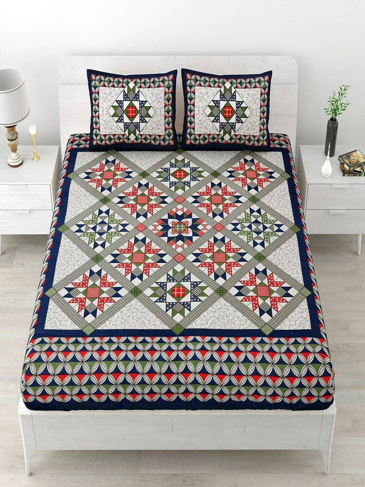 Poorak Cotton 1 Double Bedsheet with 2 Pillow Covers ( Multicolor ) Poorak Cotton 1 Double Bedsheet with 2 Pillow Covers ( Multicolor )