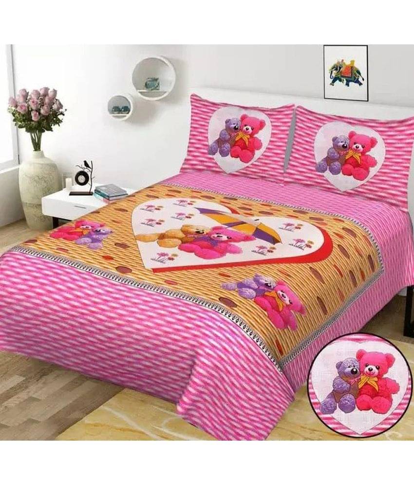 Poorak Cotton 1 Double Bedsheet with 2 Pillow Covers ( Pink ) Poorak Cotton 1 Double Bedsheet with 2 Pillow Covers ( Pink )