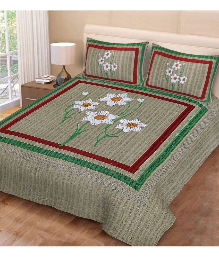     			Poorak Cotton 1 Double Bedsheet with 2 Pillow Covers ( Brown )
