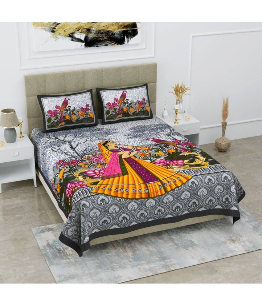     			Poorak Cotton 1 Double Bedsheet with 2 Pillow Covers ( Grey )