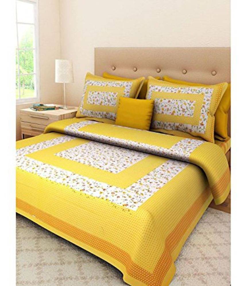 Poorak Cotton 1 Double Bedsheet with 2 Pillow Covers ( Yellow ) Poorak Cotton 1 Double Bedsheet with 2 Pillow Covers ( Yellow )