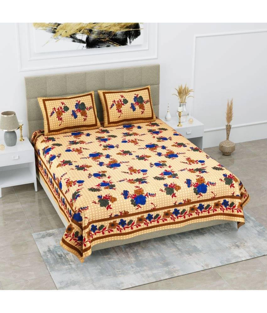     			Poorak Cotton 1 Double Bedsheet with 2 Pillow Covers ( Blue )