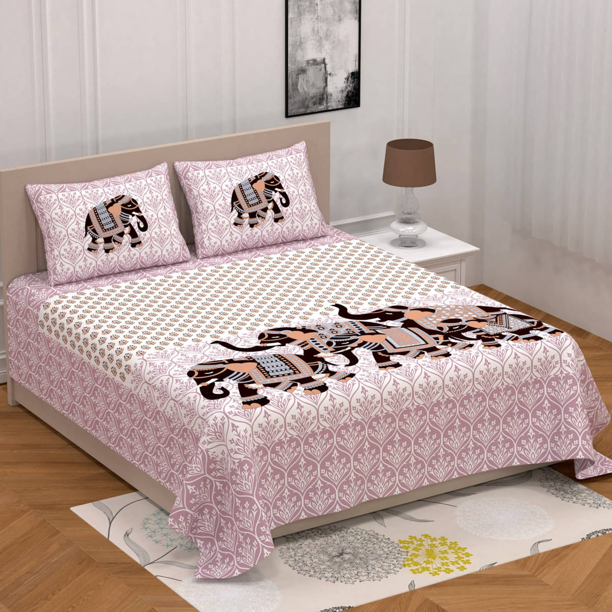 Poorak Cotton 1 Double Bedsheet with 2 Pillow Covers ( Pink ) Poorak Cotton 1 Double Bedsheet with 2 Pillow Covers ( Pink )