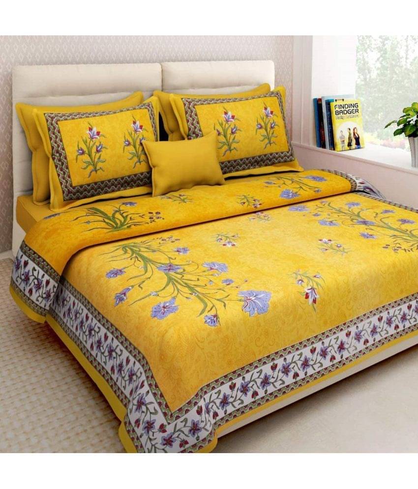 Poorak Cotton 1 Double Bedsheet with 2 Pillow Covers ( Yellow ) Poorak Cotton 1 Double Bedsheet with 2 Pillow Covers ( Yellow )