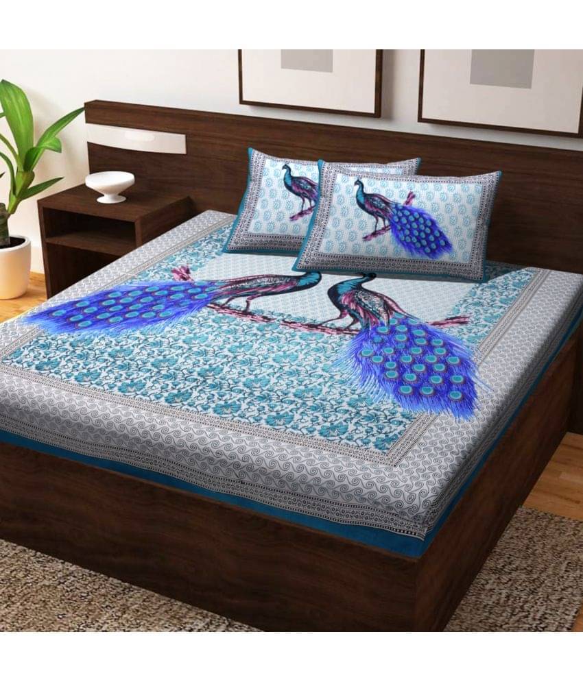 Poorak Cotton 1 Double Bedsheet with 2 Pillow Covers ( Blue ) Poorak Cotton 1 Double Bedsheet with 2 Pillow Covers ( Blue )