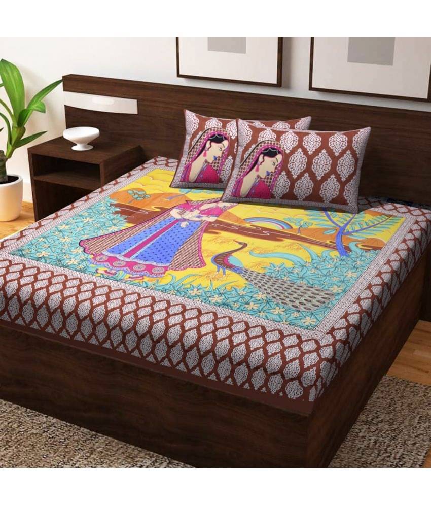     			Poorak Cotton 1 Double Bedsheet with 2 Pillow Covers ( Multicolor )
