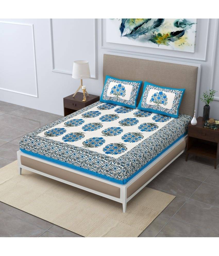 Poorak Cotton 1 Double Bedsheet with 2 Pillow Covers ( Blue ) Poorak Cotton 1 Double Bedsheet with 2 Pillow Covers ( Blue )