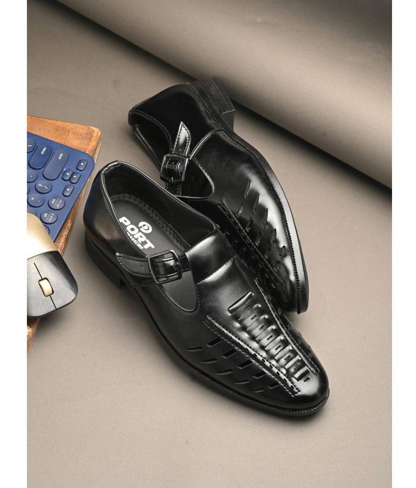 Port - Black Men's Sandals     			Port - Black Men's Sandals