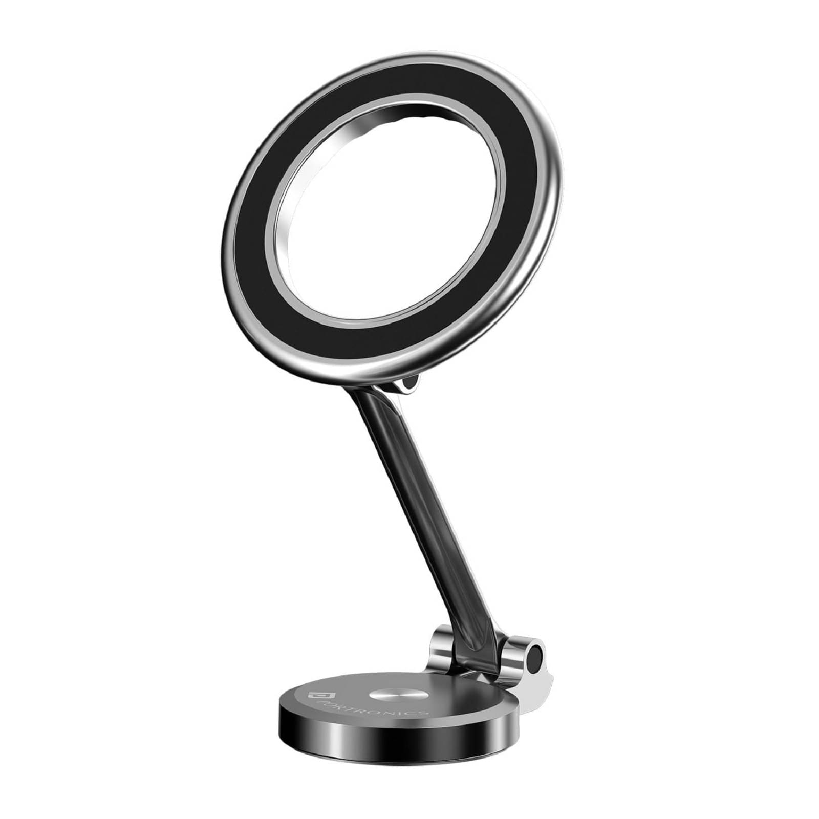 Portronics Mogun 3 Magnetic Car Phone Holder with 360degree Rotation Base, Strong Magnets, Angle & Height Adjustable, 180degree Pivot, Adhesive Base, Metal Alloy Build (Silver) Portronics Mogun 3 Magnetic Car Phone Holder with 360degree Rotation Base, Strong Magnets, Angle & Height Adjustable, 180degree Pivot, Adhesive Base, Metal Alloy Build (Silver)