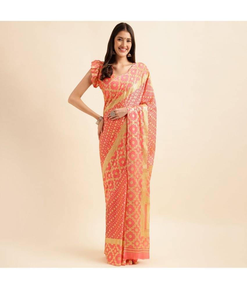     			Rekha Maniyar Chiffon Printed Saree With Unstitched Blouse Piece ( Peach )