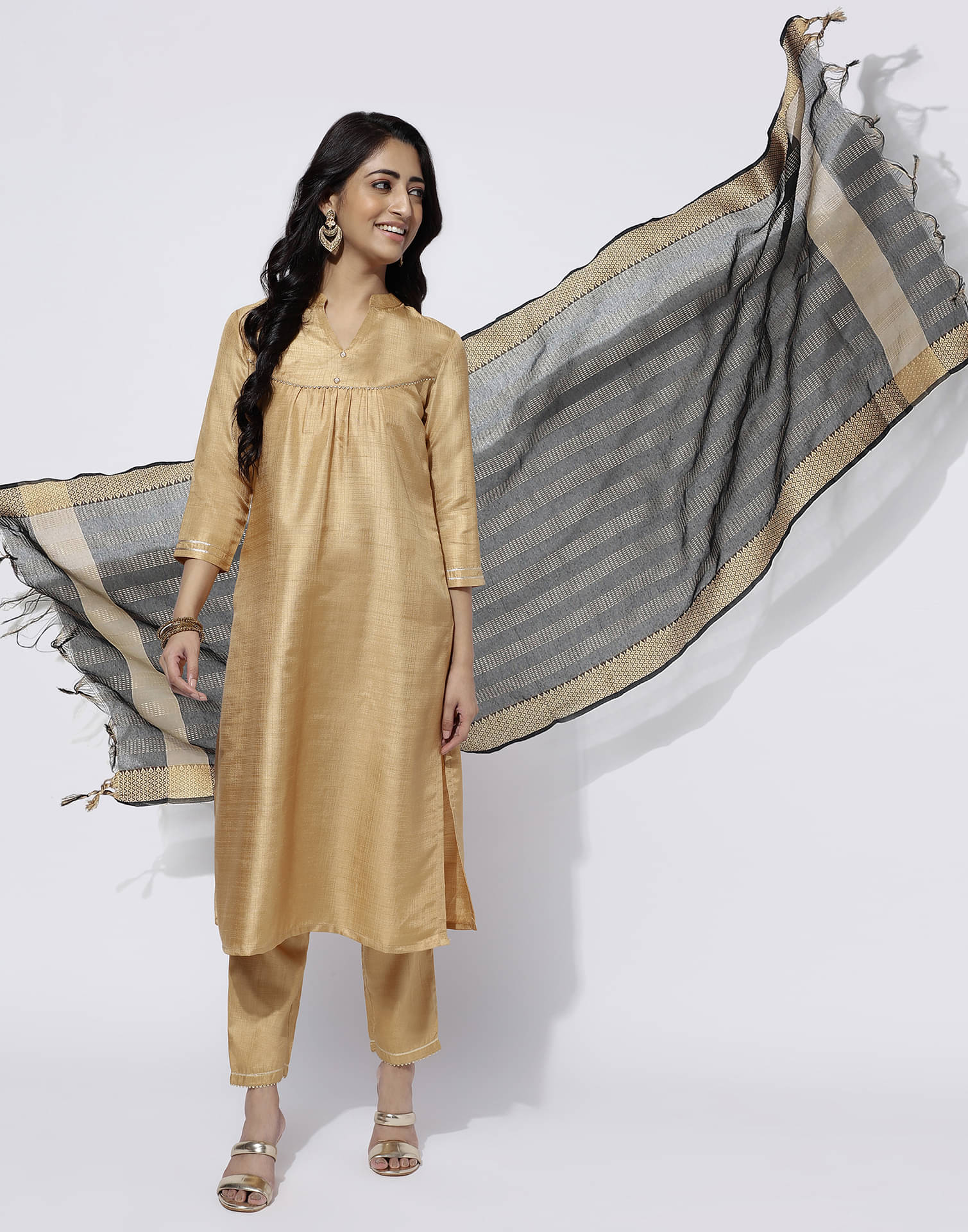 Skylee Banarasi Self Design Kurti With Pants Women's Stitched Salwar Suit - Beige ( Pack of 1 ) Skylee Banarasi Self Design Kurti With Pants Women's Stitched Salwar Suit - Beige ( Pack of 1 )
