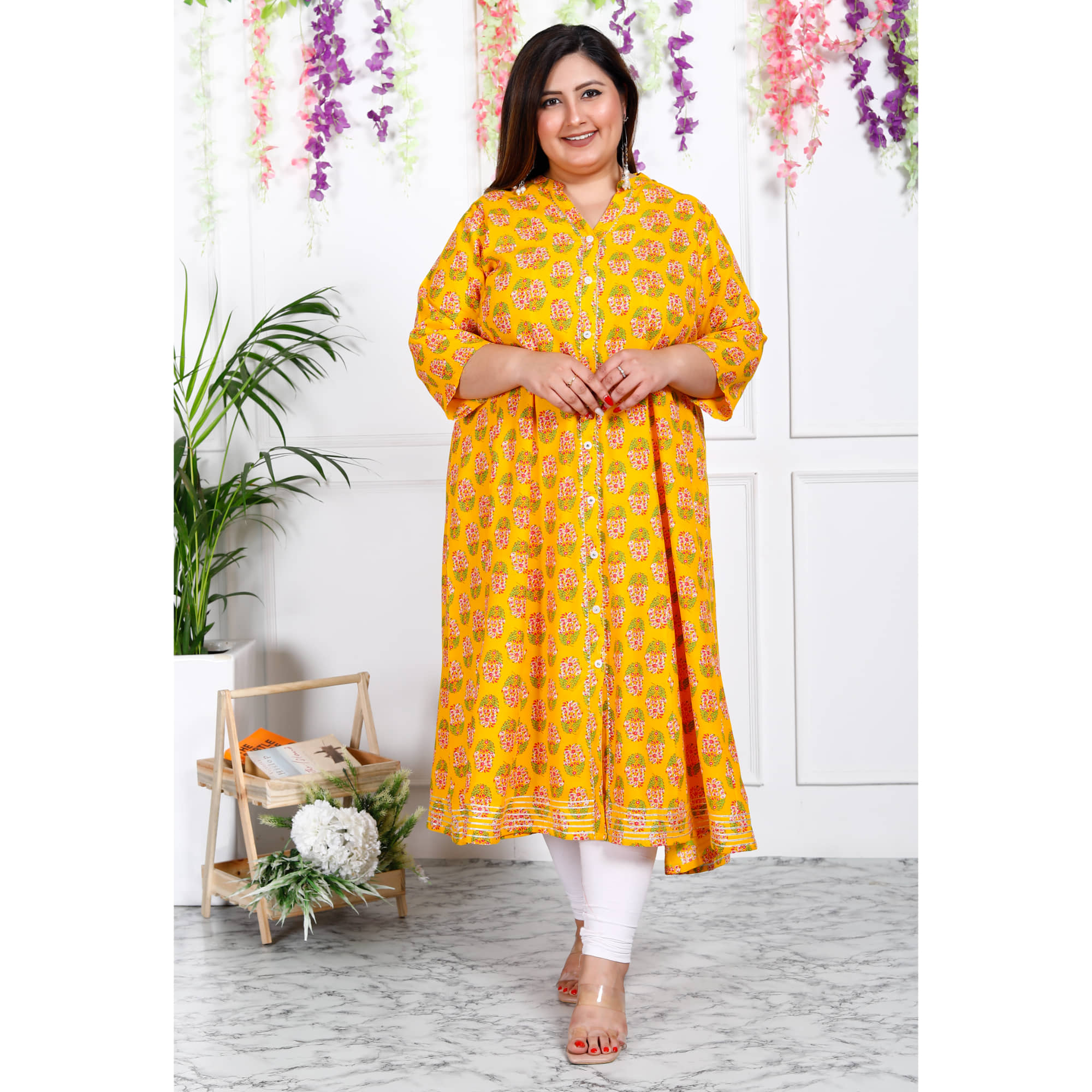 Swasti Cotton Blend Printed A-line Women's Kurti - Yellow ( Pack of 1 ) - Kurtis, Tunics | Buy online on ZillyBuy