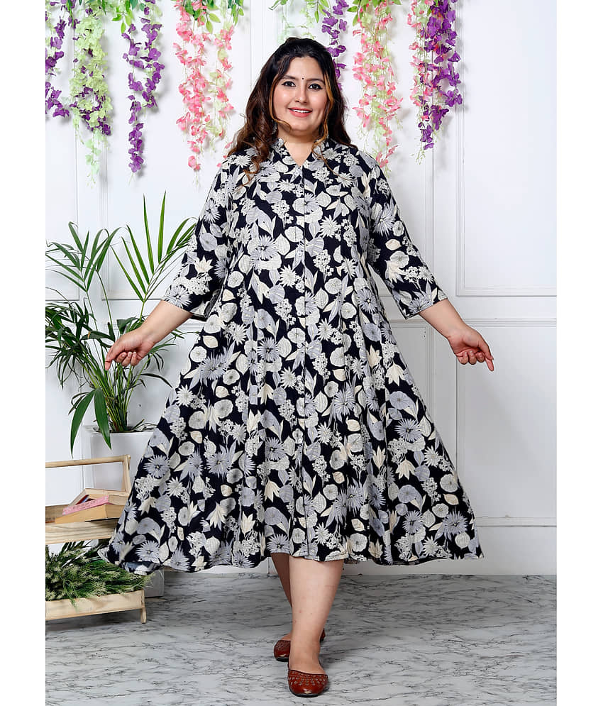 Swasti Cotton Blend Printed Shirt Style Women's Kurti - Black ( Pack of 1 ) - Kurtis, Tunics | Buy online on ZillyBuy