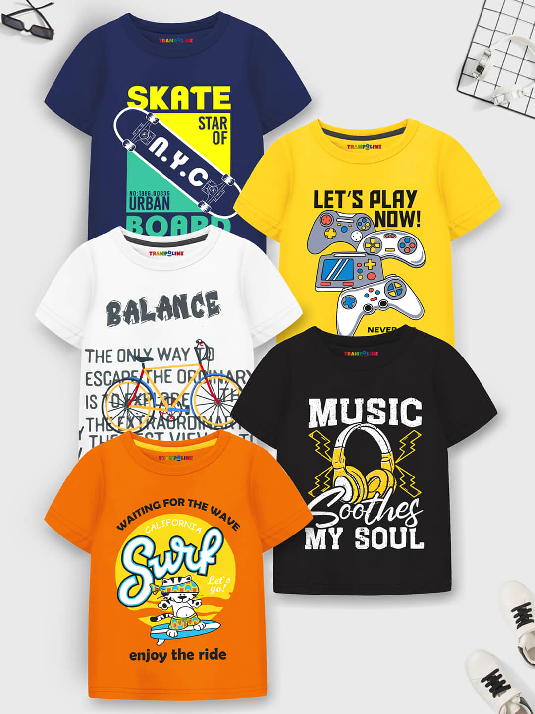 Trampoline Pack of 2 Boys Cotton Blend T-Shirt ( Multicolor )