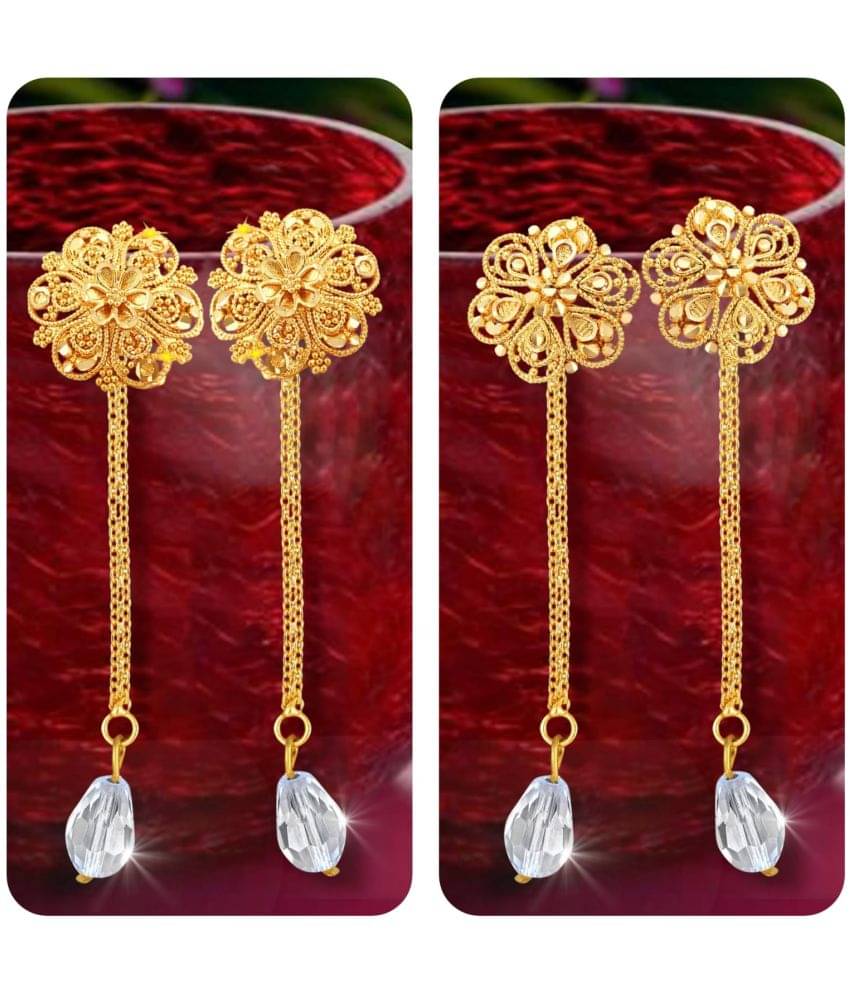     			VIVASTRI Golden Drop Earrings ( Pack of 2 )