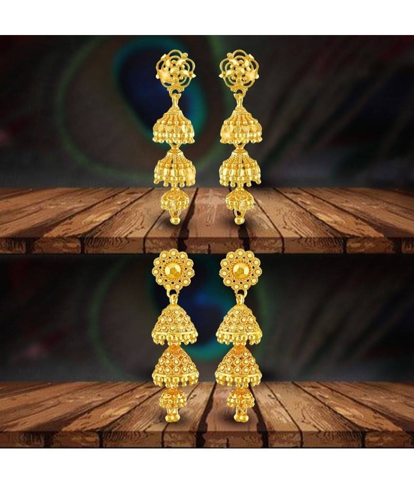     			VIVASTRI Golden Jhumki Earrings ( Pack of 2 )
