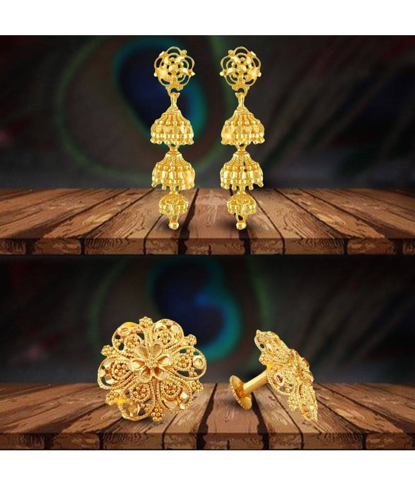     			VIVASTRI Golden Jhumki Earrings ( Pack of 2 )