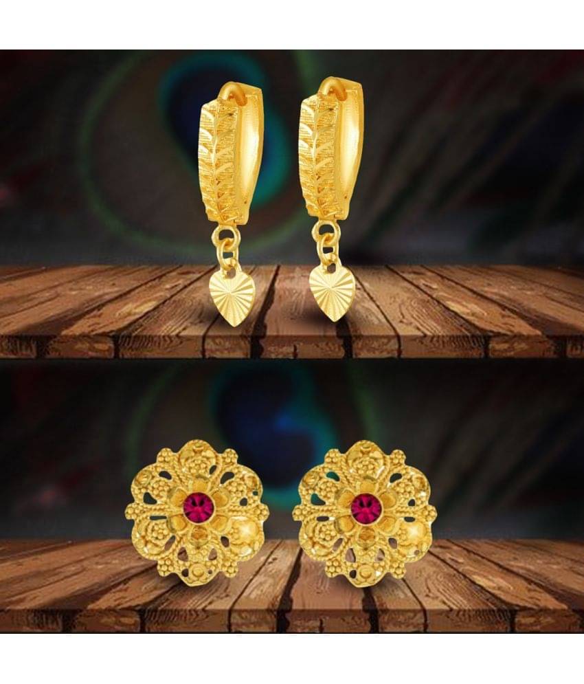     			VIVASTRI Golden Stud Earrings ( Pack of 2 )