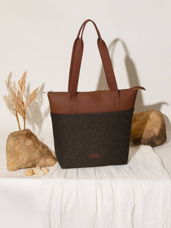     			Zouk Tote Bag Jute Set of 1 ( Black )