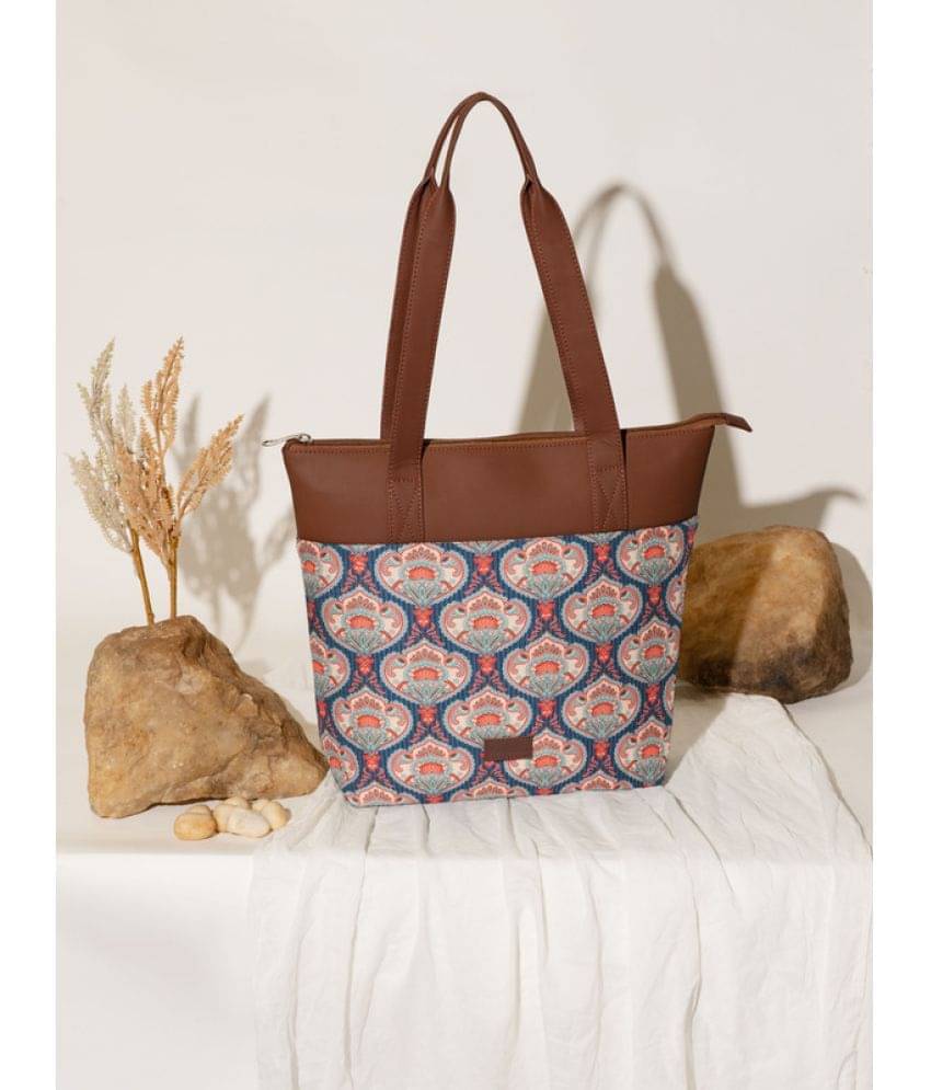     			Zouk Tote Bag Jute Set of 1 ( Blue )