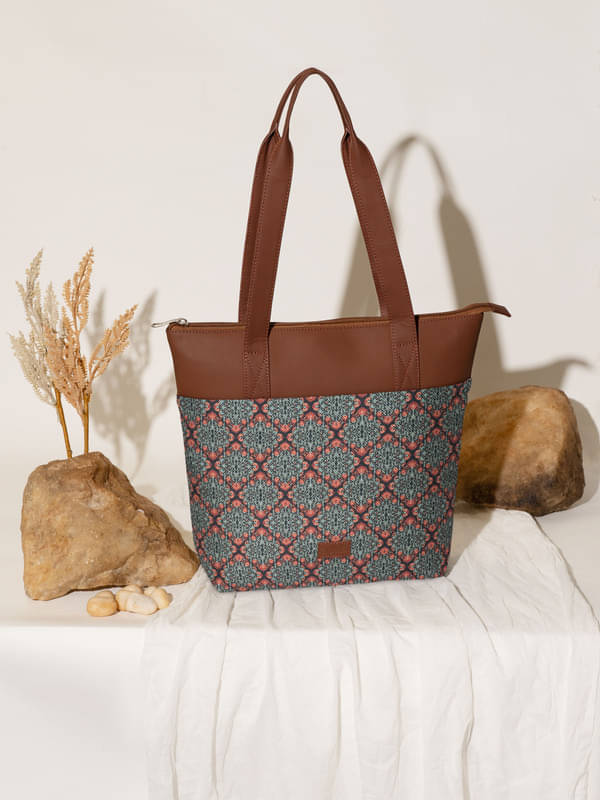     			Zouk Tote Bag Jute Set of 1 ( Blue )